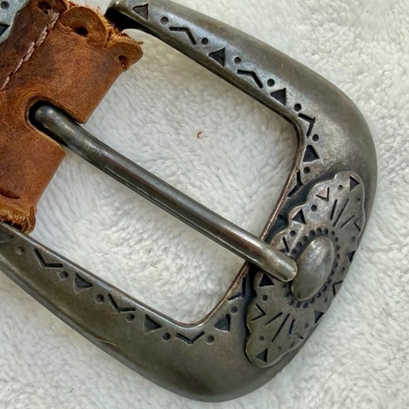 Leatherock Brown Suede Leather Belt Decorative Antique Silver Toned Buckle main image 12